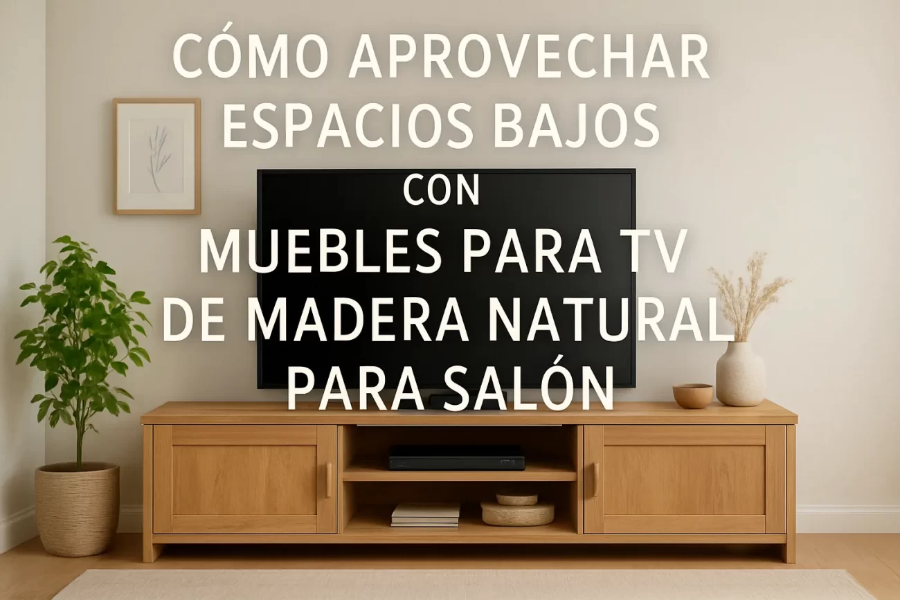 cómo aprovechar espacios bajos con Muebles para TV de madera natural para salón