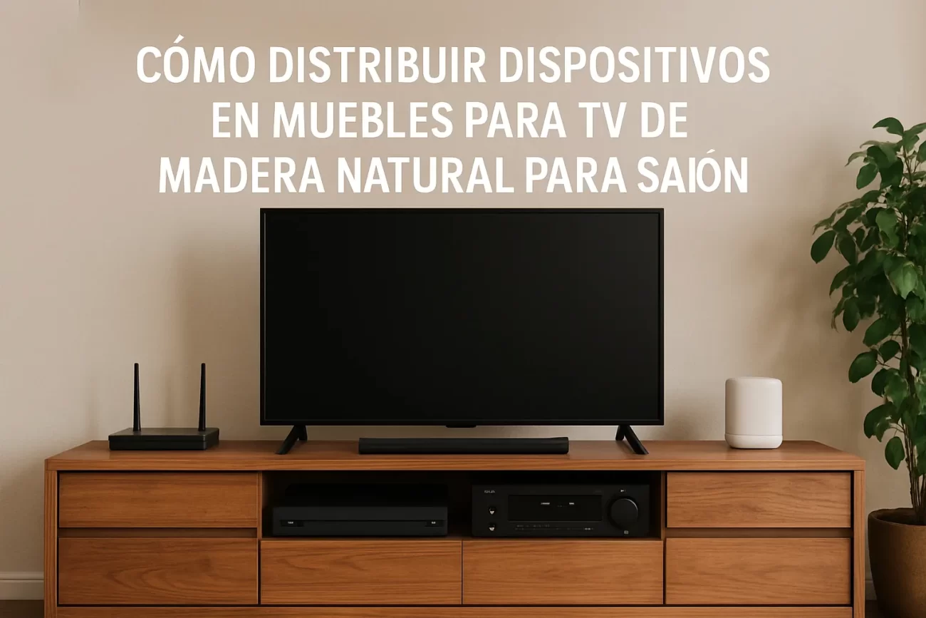 cómo distribuir dispositivos en Muebles para TV de madera natural para salón