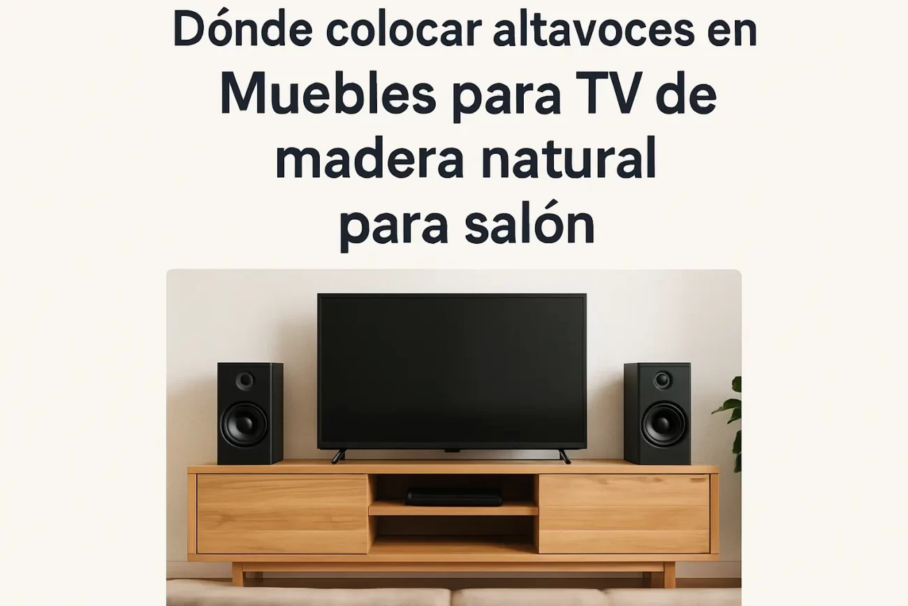 dónde colocar altavoces en Muebles para TV de madera natural para salón