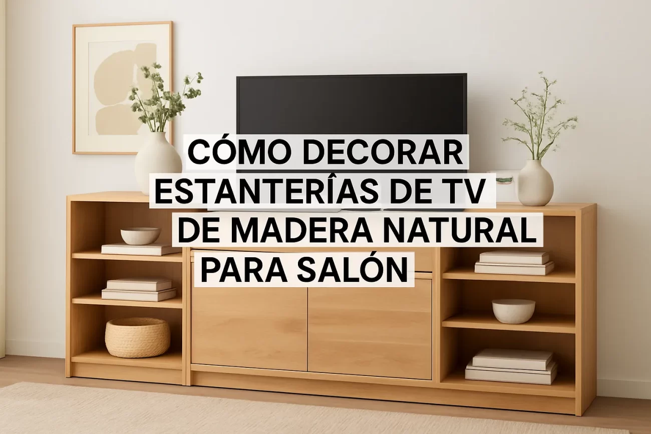 como-decorar-estanterias-de-Muebles-para-TV-de-madera-natural-para-salon - Muebles Tv cómo decorar estanterías de Muebles para TV de madera natural para salón