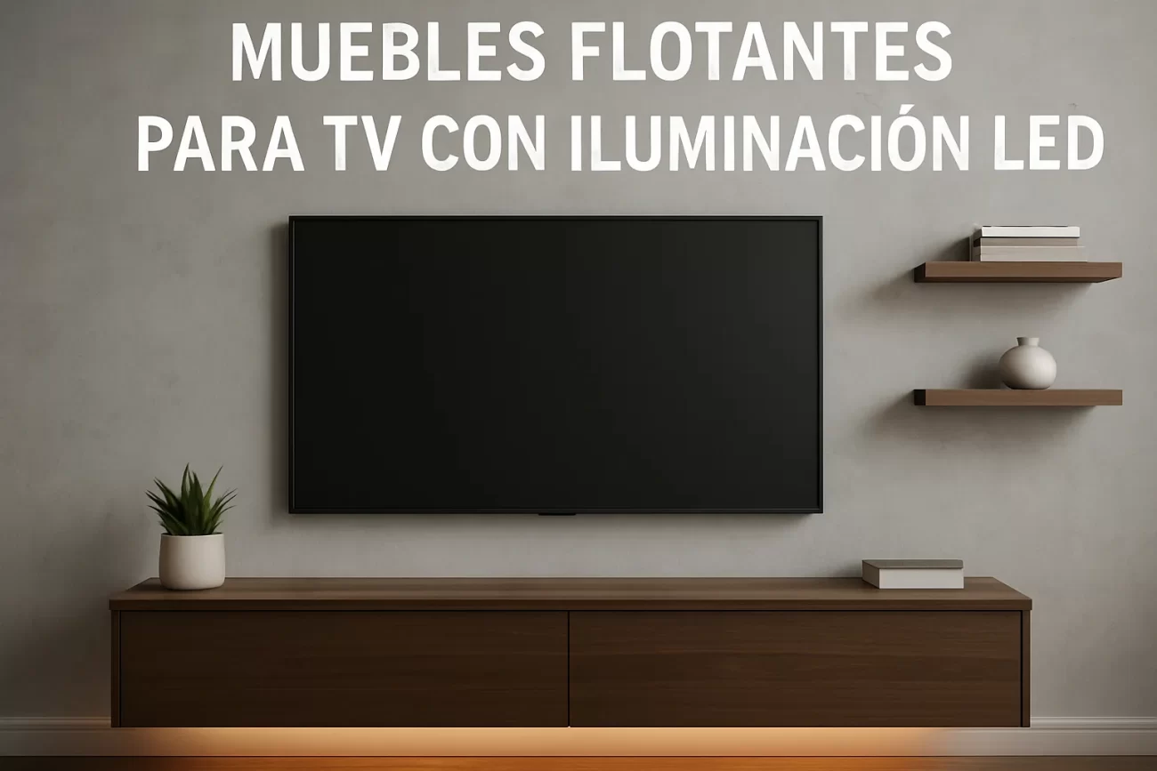 cómo organizar el espacio con Muebles flotantes para TV con iluminación LED