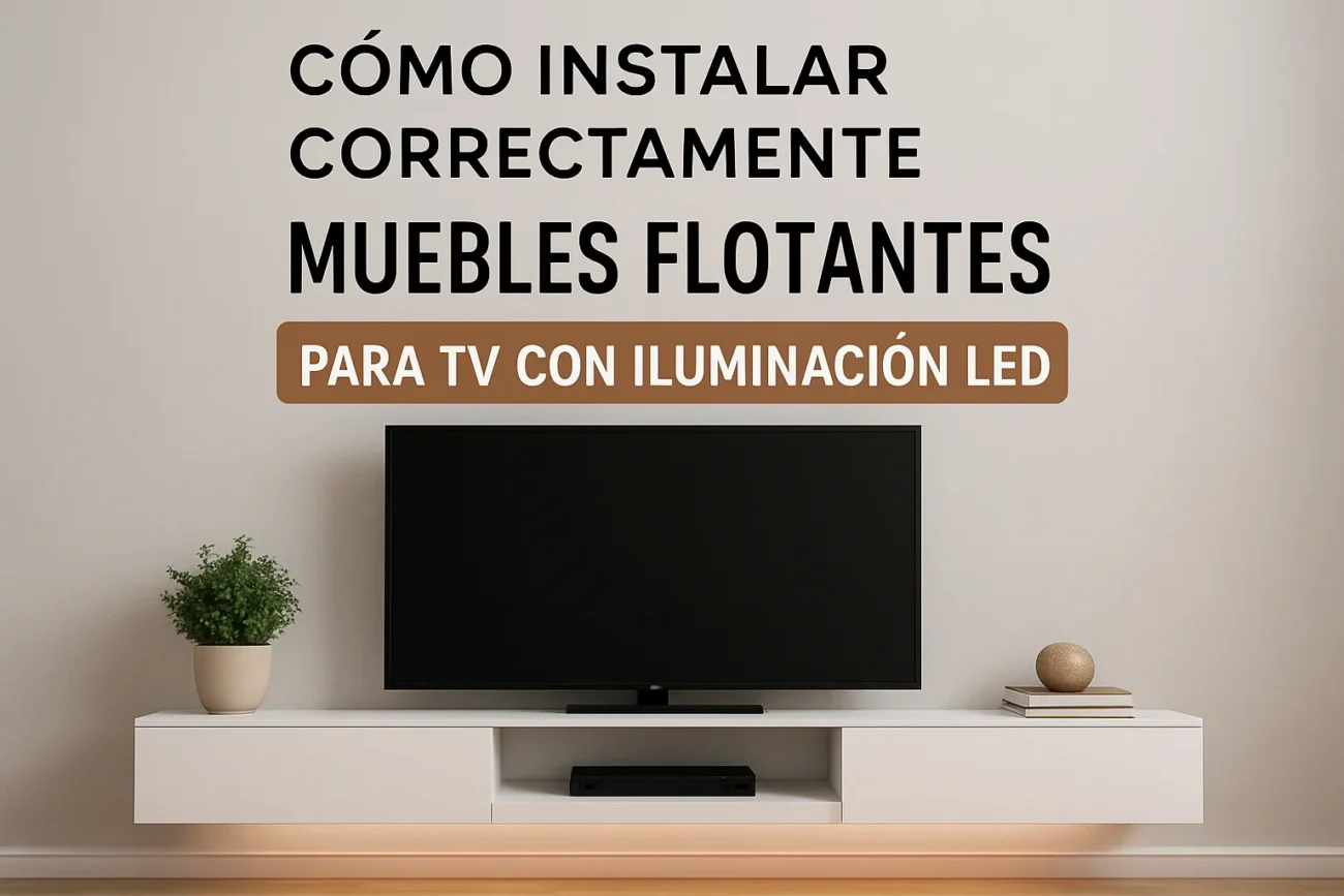 cómo instalar correctamente Muebles flotantes para TV con iluminación LED