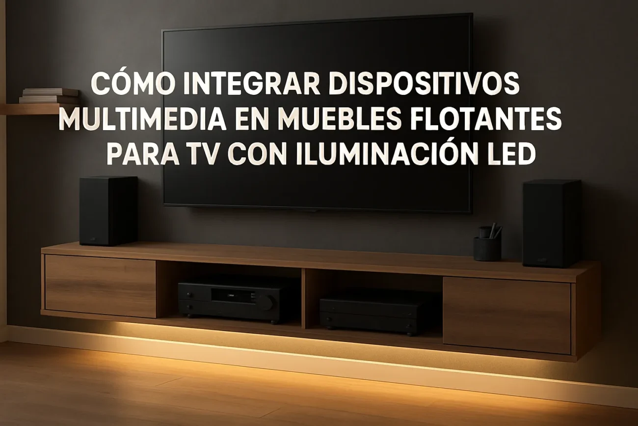 cómo integrar dispositivos multimedia en Muebles flotantes para TV con iluminación LED