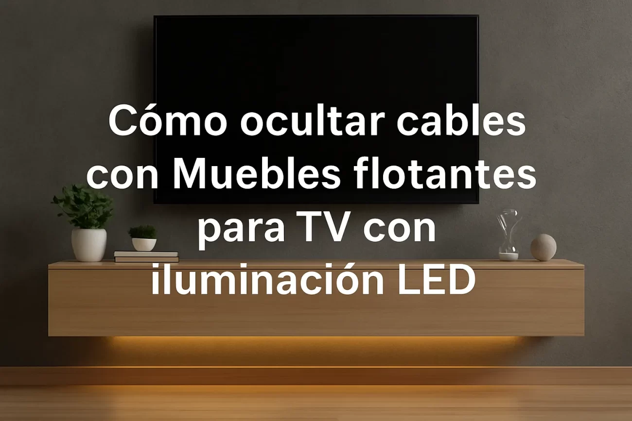 cómo ocultar cables con Muebles flotantes para TV con iluminación LED