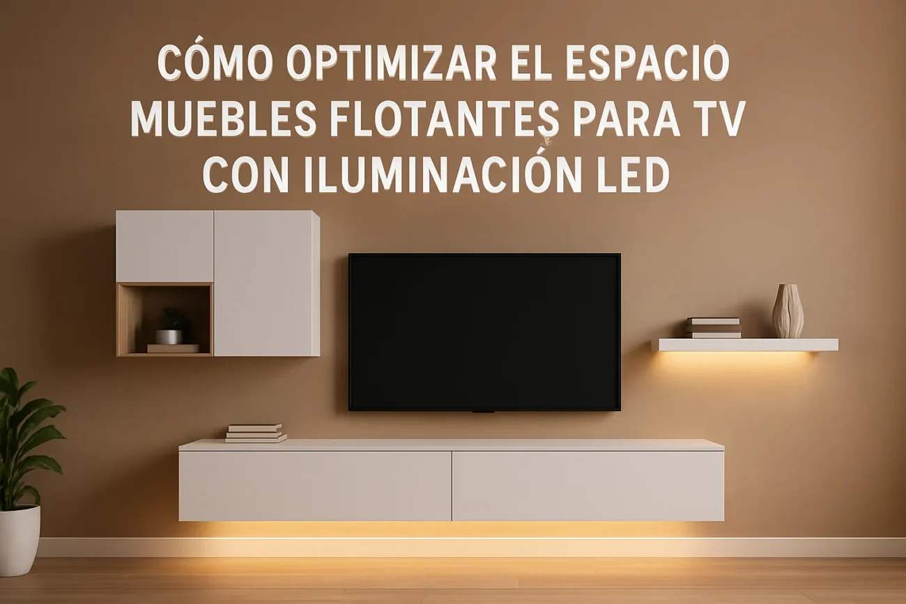 cómo optimizar el espacio con Muebles flotantes para TV con iluminación LED