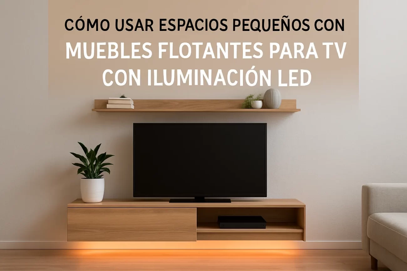 cómo usar espacios pequeños con Muebles flotantes para TV con iluminación LED