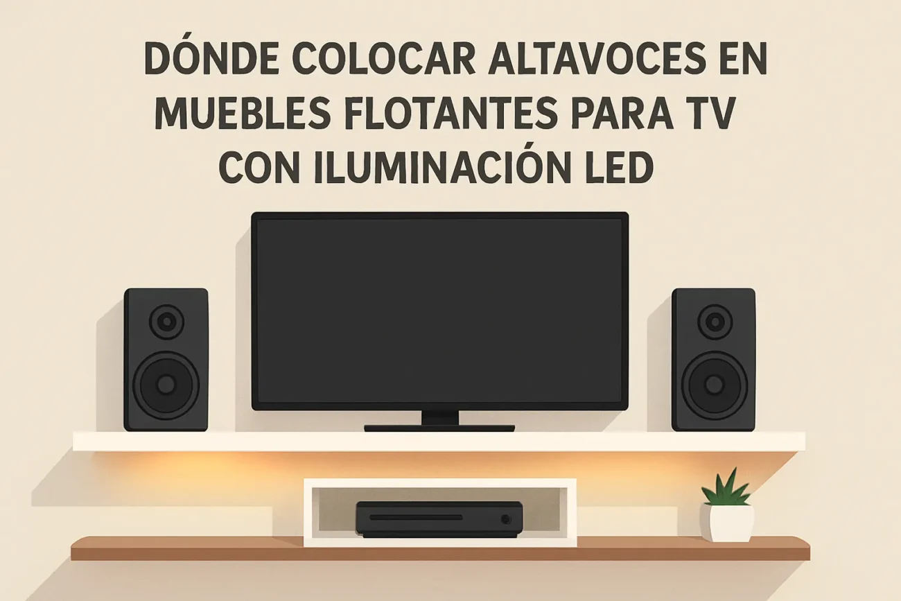 dónde colocar altavoces en Muebles flotantes para TV con iluminación LED