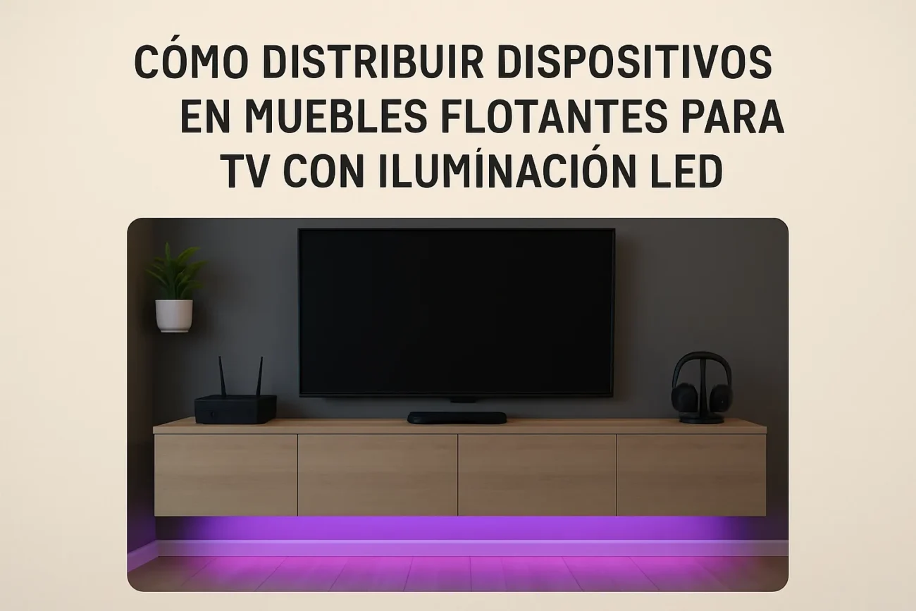 cómo distribuir dispositivos en Muebles flotantes para TV con iluminación LED