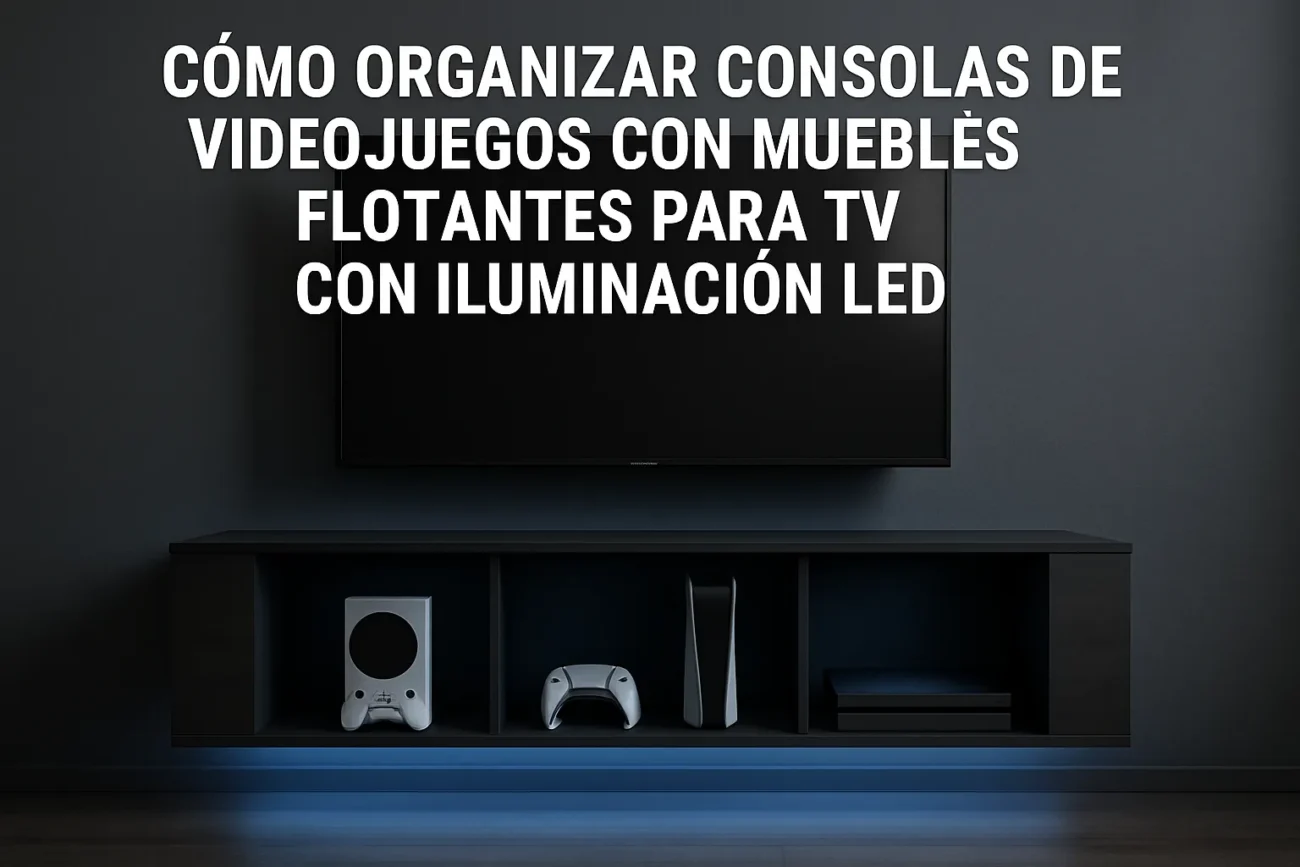 como-organizar-consolas-de-videojuegos-con-Muebles-flotantes-para-TV-con-iluminacion-LED - Muebles Tv cómo organizar consolas de videojuegos con Muebles flotantes para TV con iluminación LED