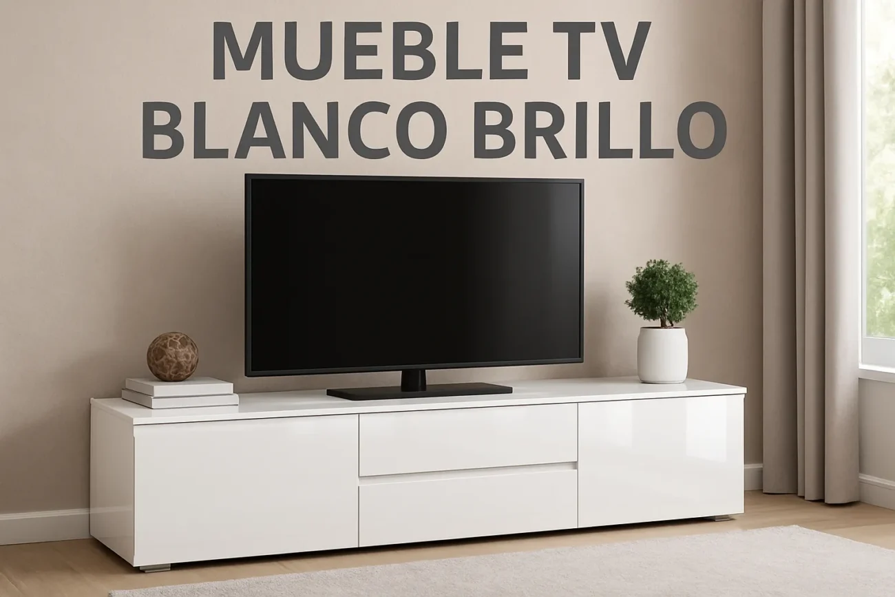 mueble tv blanco brillo