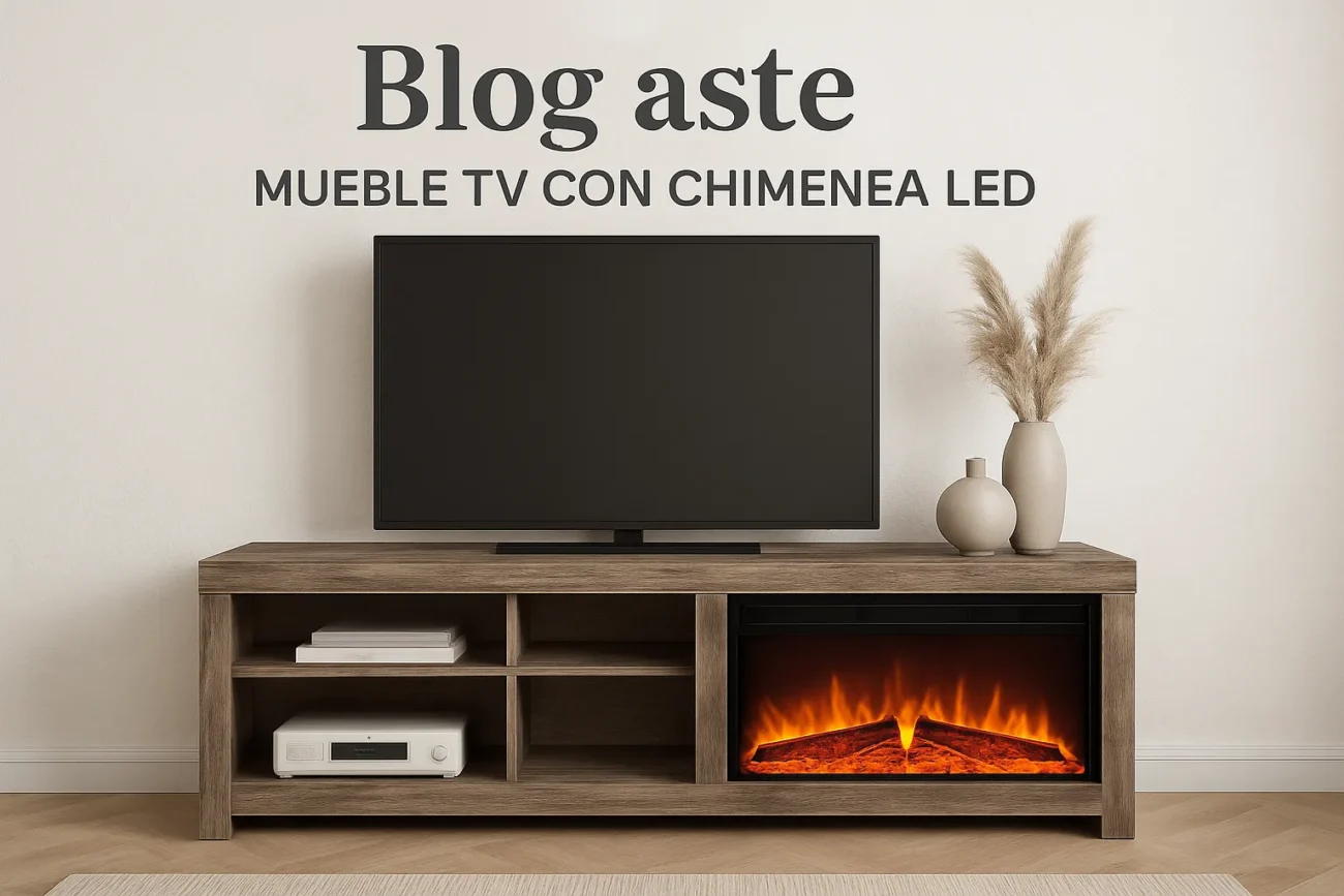 mueble tv con chimenea led