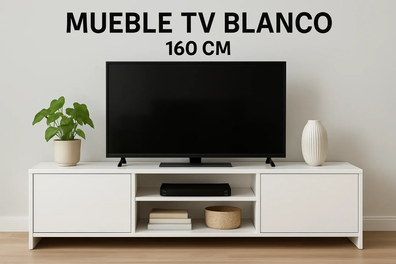 mueble-tv-blanco-160-cm - Muebles Tv mueble tv blanco 160 cm