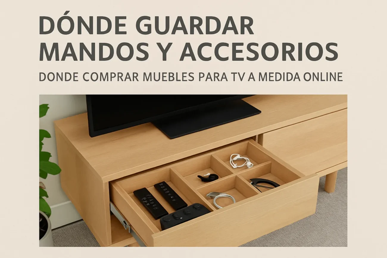 dónde guardar mandos y accesorios en Dónde comprar muebles para TV a medida online