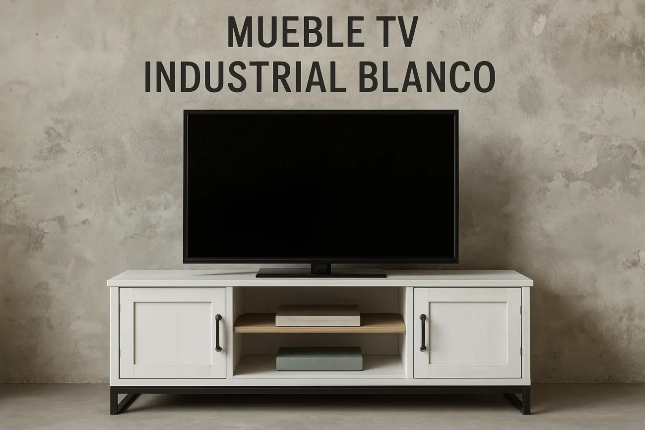 mueble tv industrial blanco