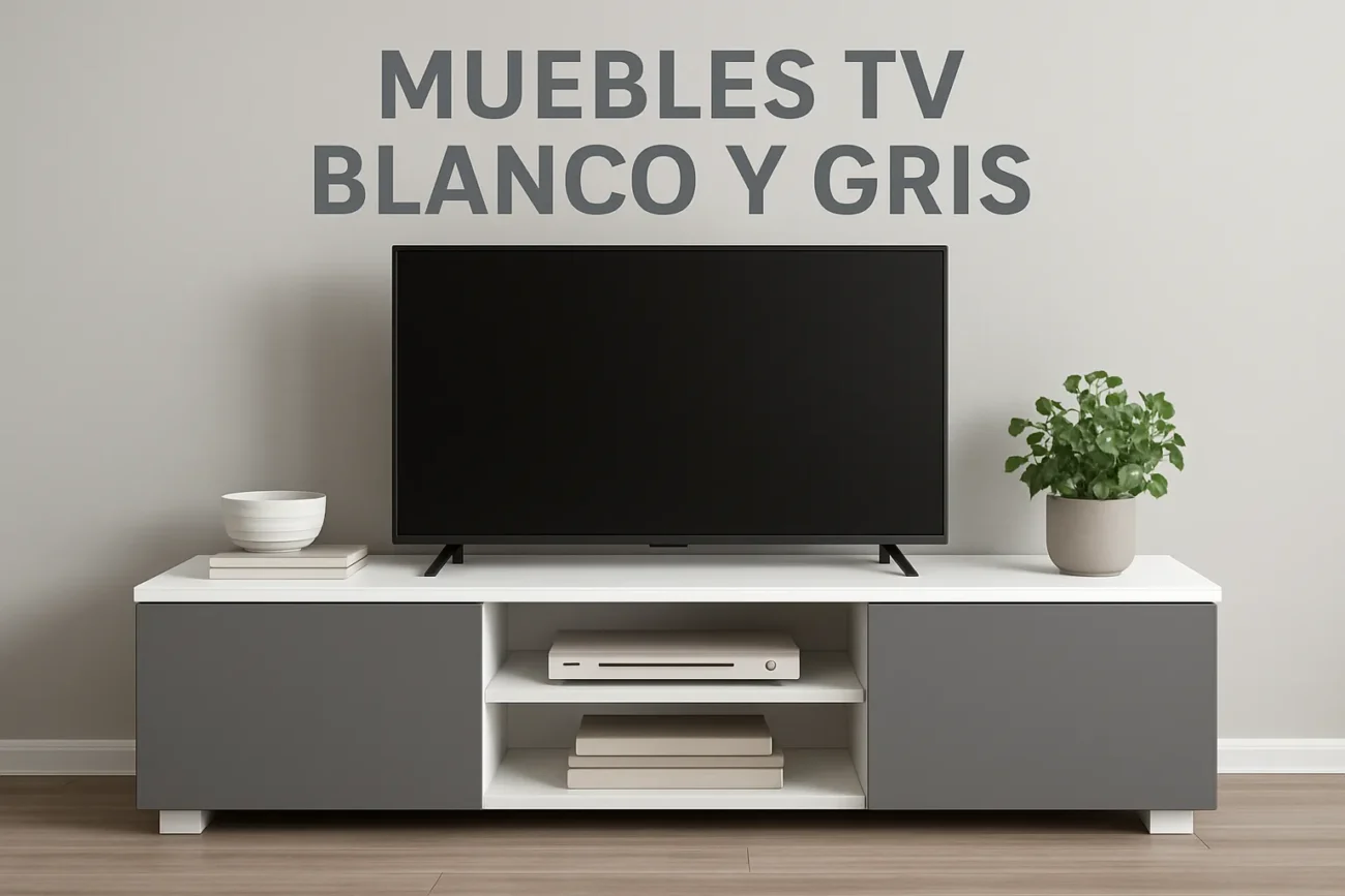 muebles tv blanco y gris