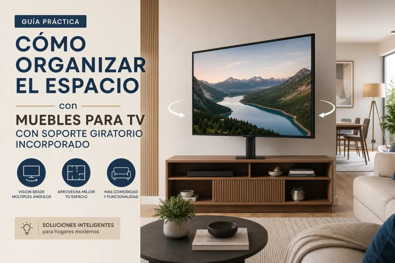 como-organizar-el-espacio-con-Muebles-para-TV-con-soporte-giratorio-incorporado - Muebles Tv cómo organizar el espacio con Muebles para TV con soporte giratorio incorporado