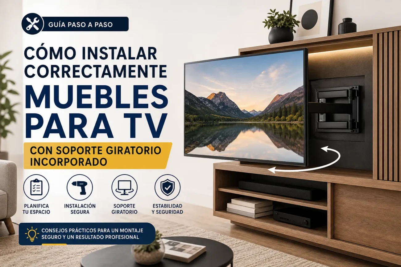 como-instalar-correctamente-Muebles-para-TV-con-soporte-giratorio-incorporado - Muebles Tv cómo instalar correctamente Muebles para TV con soporte giratorio incorporado