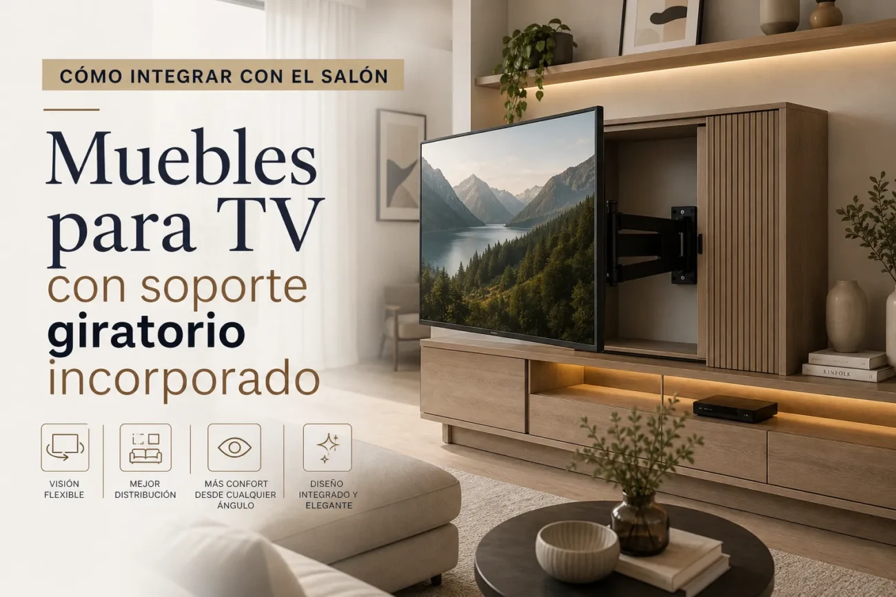 cómo integrar con el salón Muebles para TV con soporte giratorio incorporado