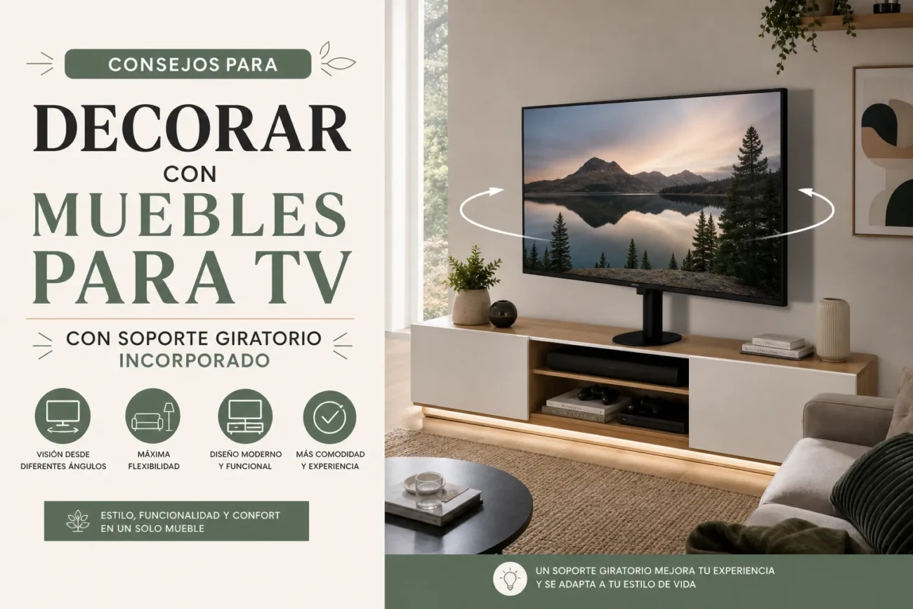 consejos para decorar con Muebles para TV con soporte giratorio incorporado