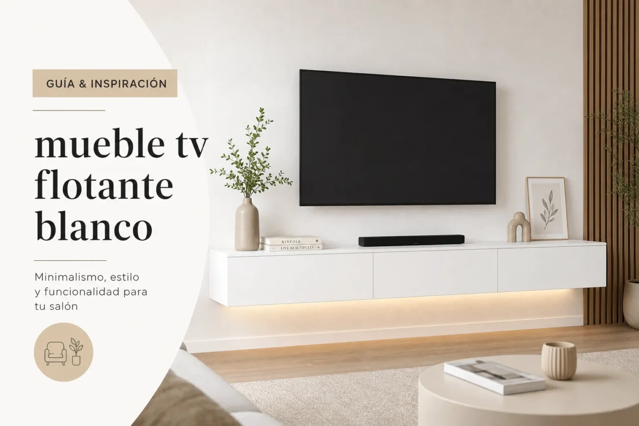 mueble tv flotante blanco