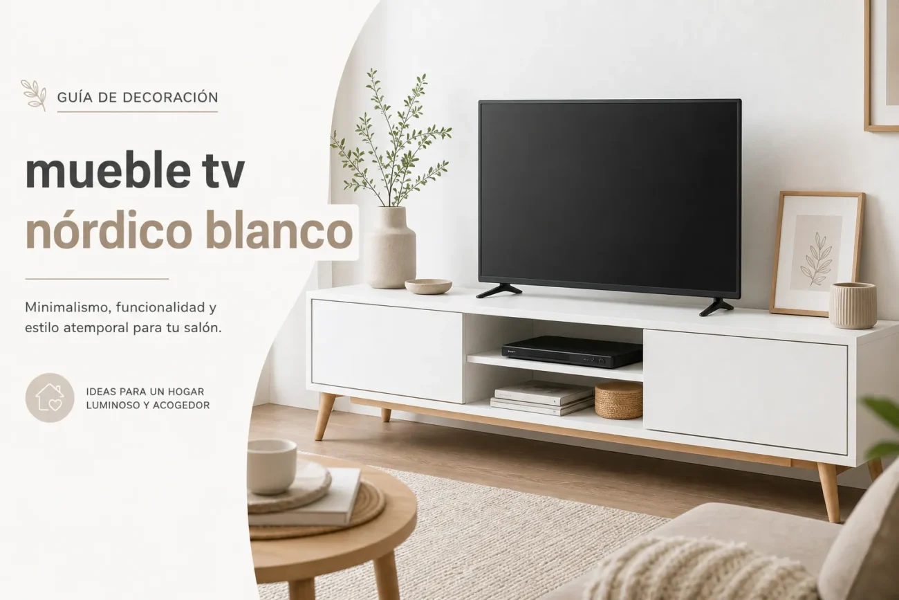 mueble tv nórdico blanco