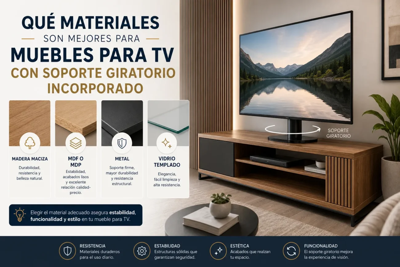 qué materiales son mejores para Muebles para TV con soporte giratorio incorporado