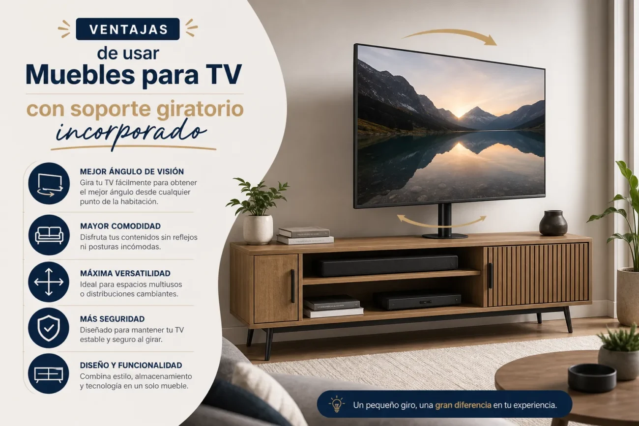ventajas de usar Muebles para TV con soporte giratorio incorporado