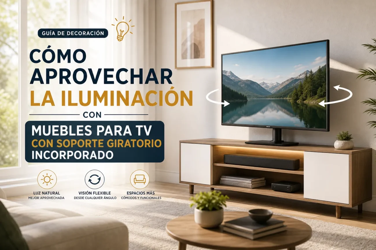 cómo aprovechar la iluminación con Muebles para TV con soporte giratorio incorporado
