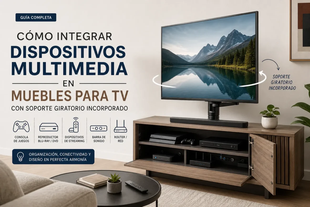 cómo integrar dispositivos multimedia en Muebles para TV con soporte giratorio incorporado