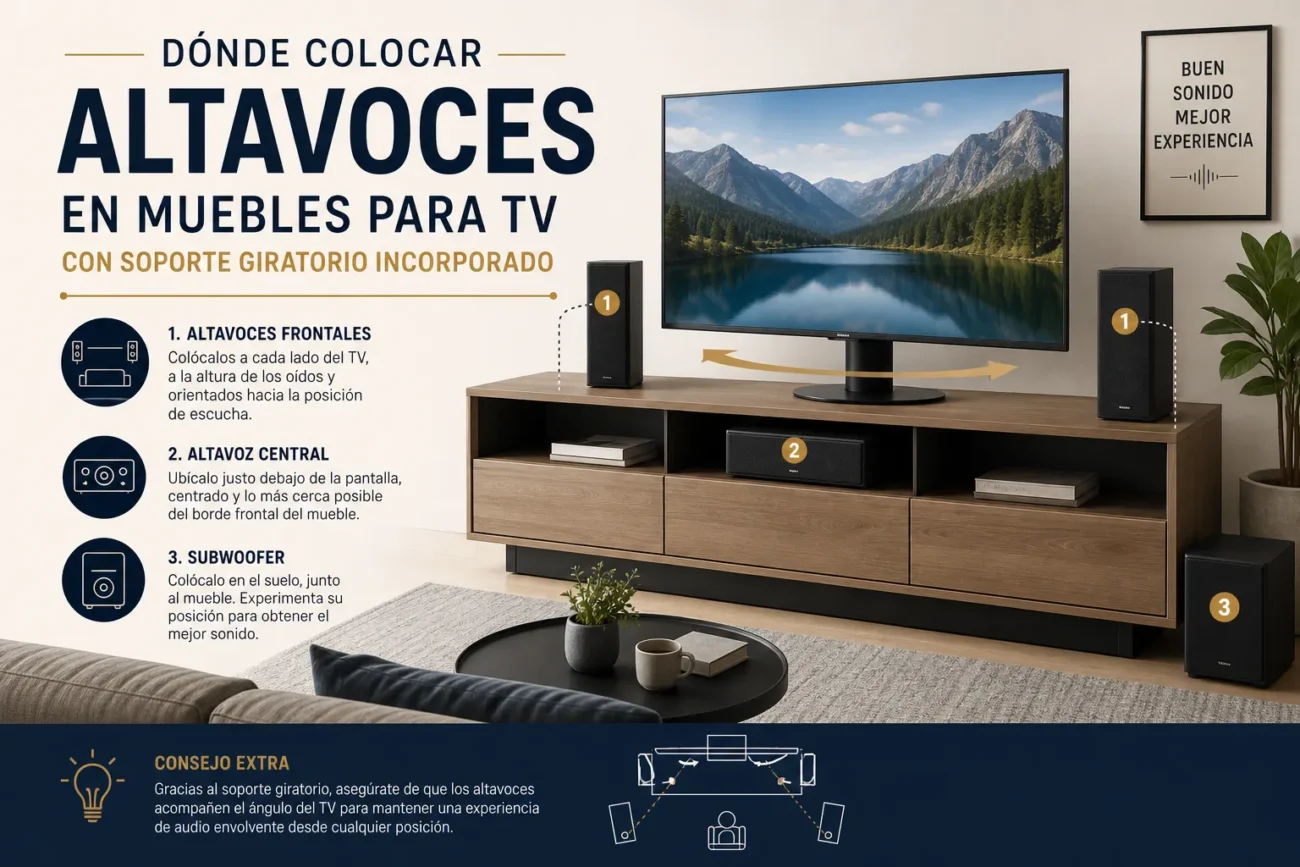 donde-colocar-altavoces-en-Muebles-para-TV-con-soporte-giratorio-incorporado - Muebles Tv dónde colocar altavoces en Muebles para TV con soporte giratorio incorporado